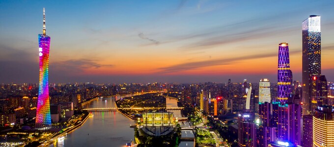 Sunset view of the Guangzhou city.